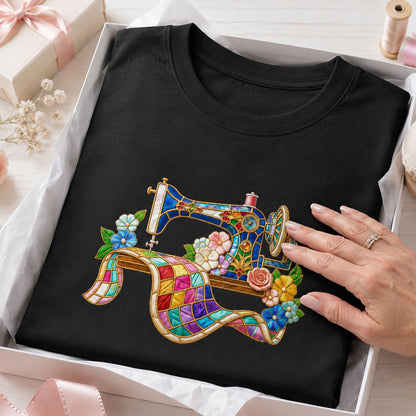 Elegant Floral Sewing Machine For Mom Grandma - Personalized 2D Unisex T-shirt