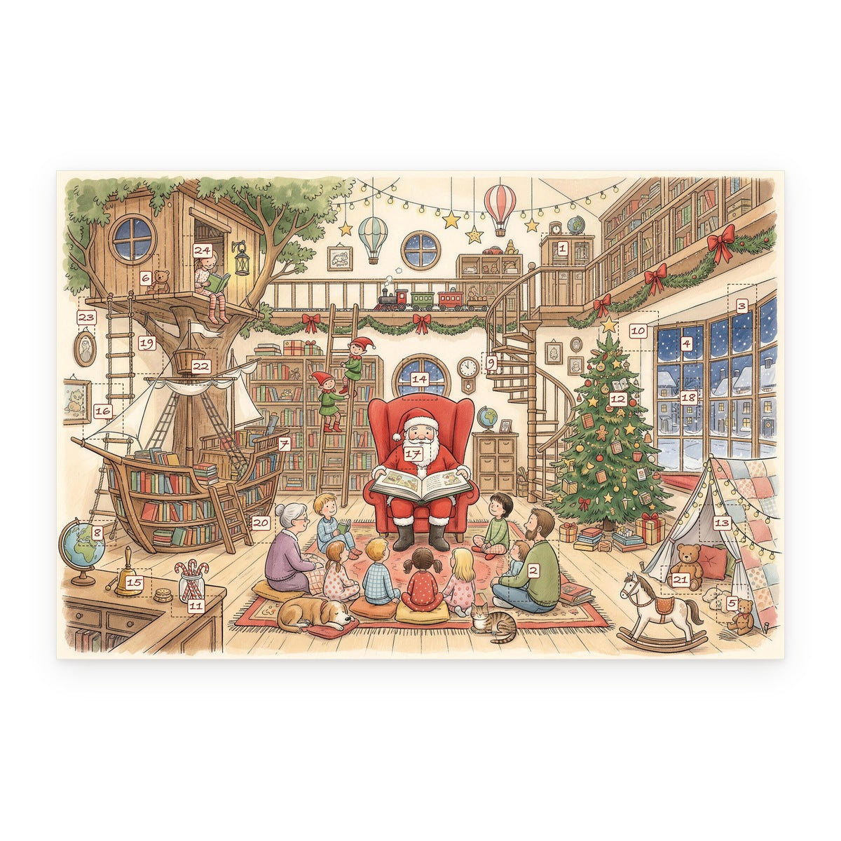Santa's Storytime Bookshop – Children's Book Advent Calendar - Personalized Advent Calendar Card