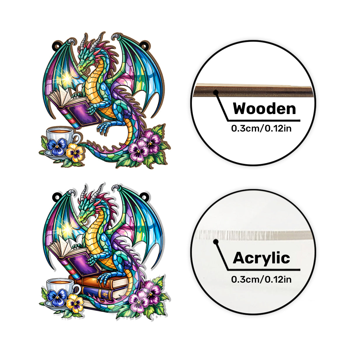 The Lorekeeper Dragon -  Window Hanging Suncatcher