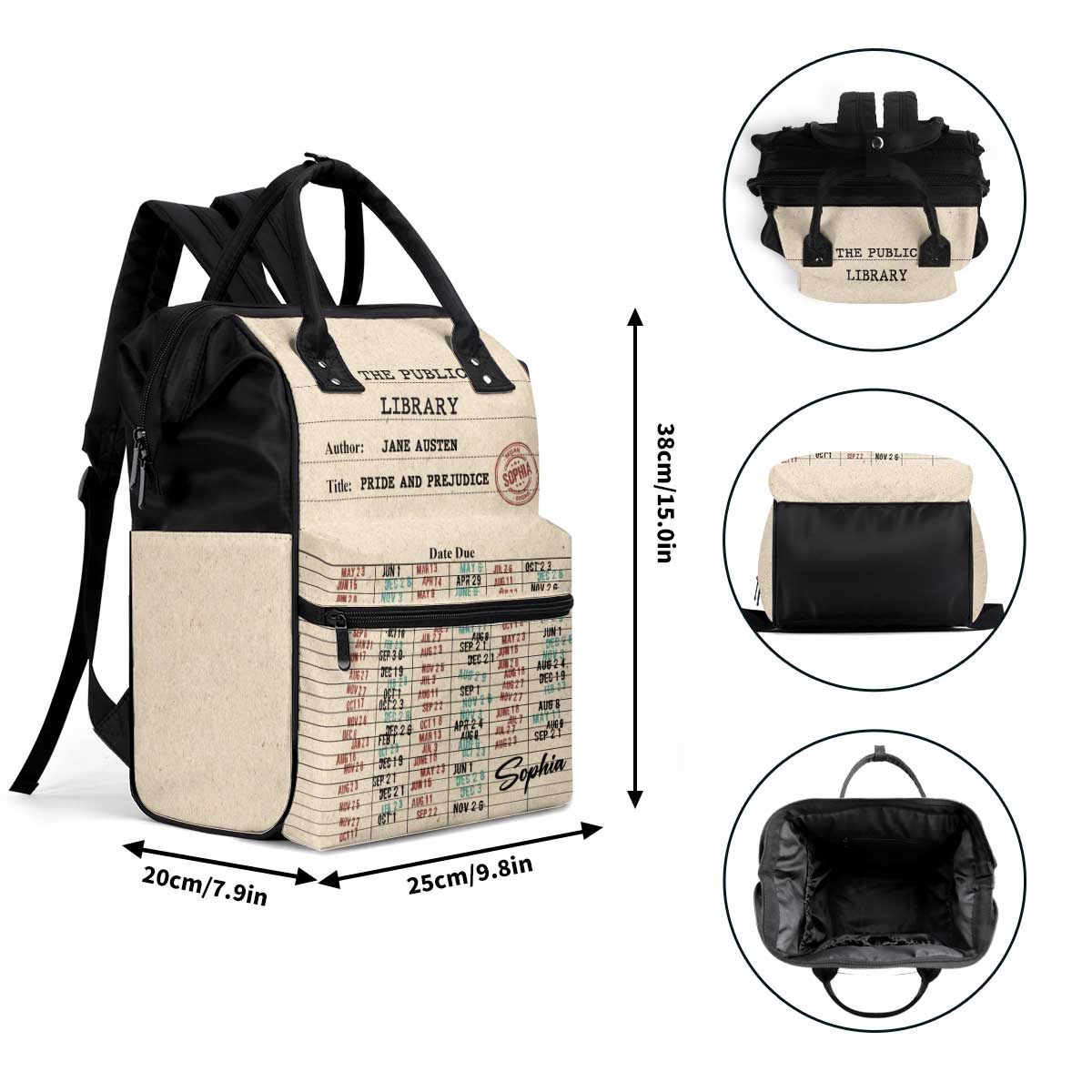 Nostalgic Library Card Due Date Stamp - Personalized Duckbilled Backpack