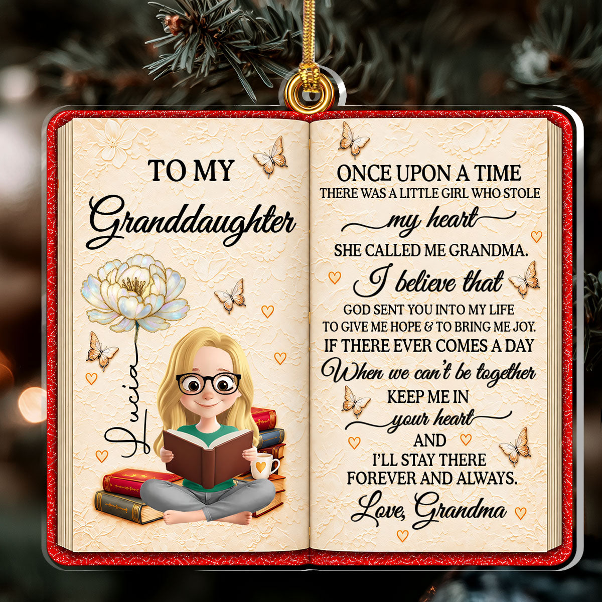There Was A Little Girl Who Stole My Heart, Book Lovers Gifts For Granddaughter - Personalized 1-Layer Acrylic Ornament