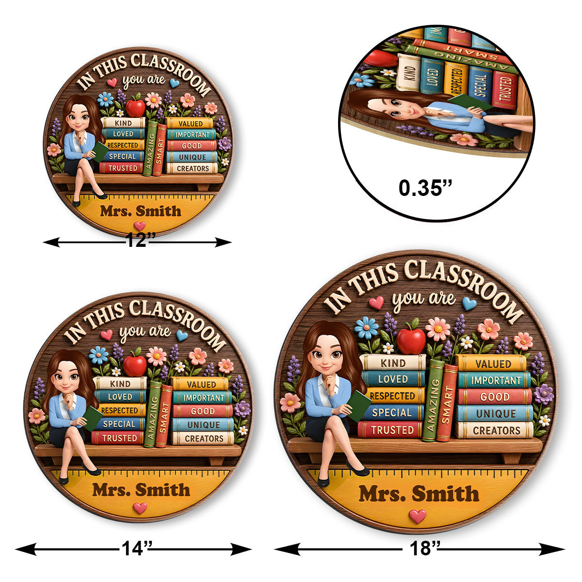 Custom Gift for Teachers Librarians Back To School Gifts - Personalized Wooden Door Sign