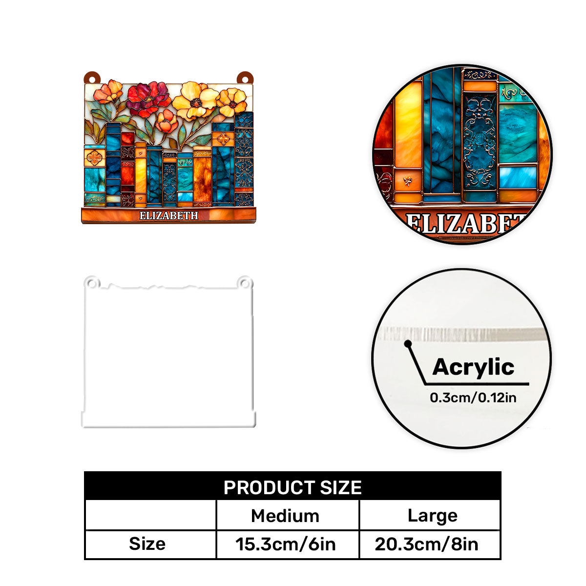 The Floral Library - Personalized Acrylic Suncatcher
