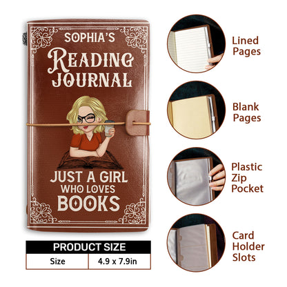 A Girl Who Loves Books Reading Journal - Personalized Leather Bound Journal