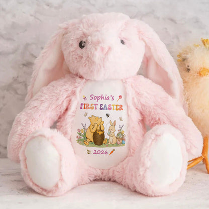 Baby's First Easter With Pooh - Personalized Stuffed Bunny