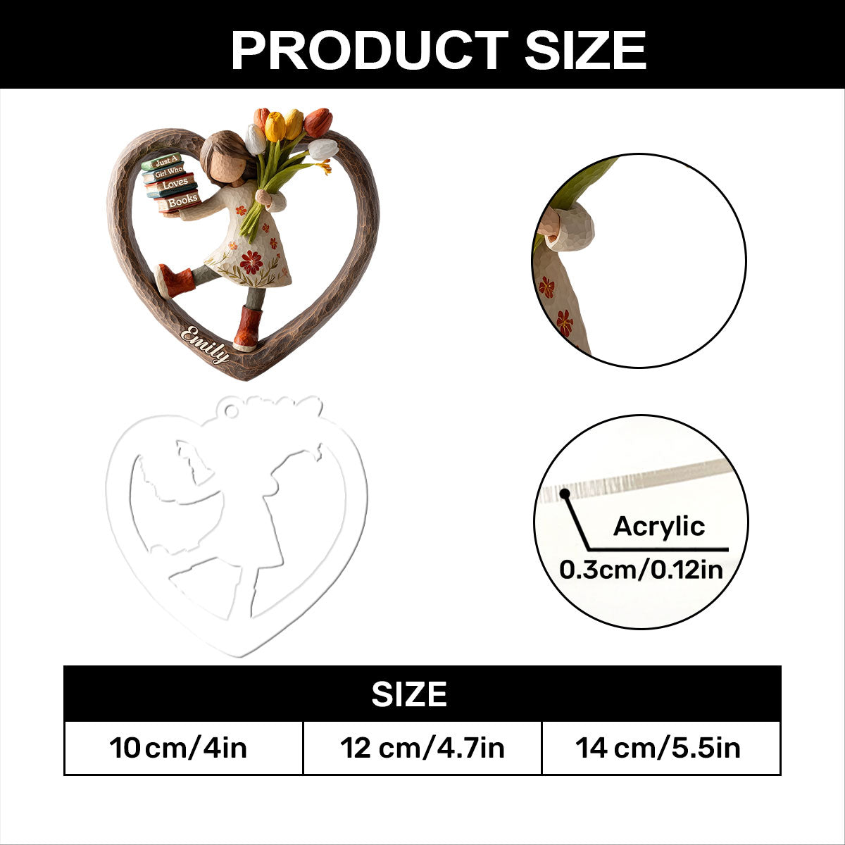 Just A Girl Who Loves Books & Flowers - Personalized 1-Layer Acrylic Ornament