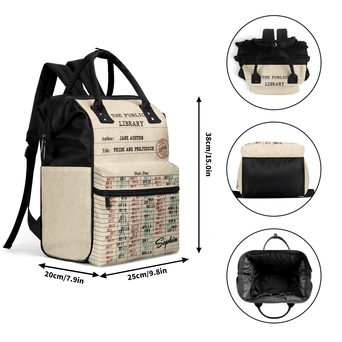 Nostalgic Library Card Due Date Stamp - Personalized Duckbilled Backpack