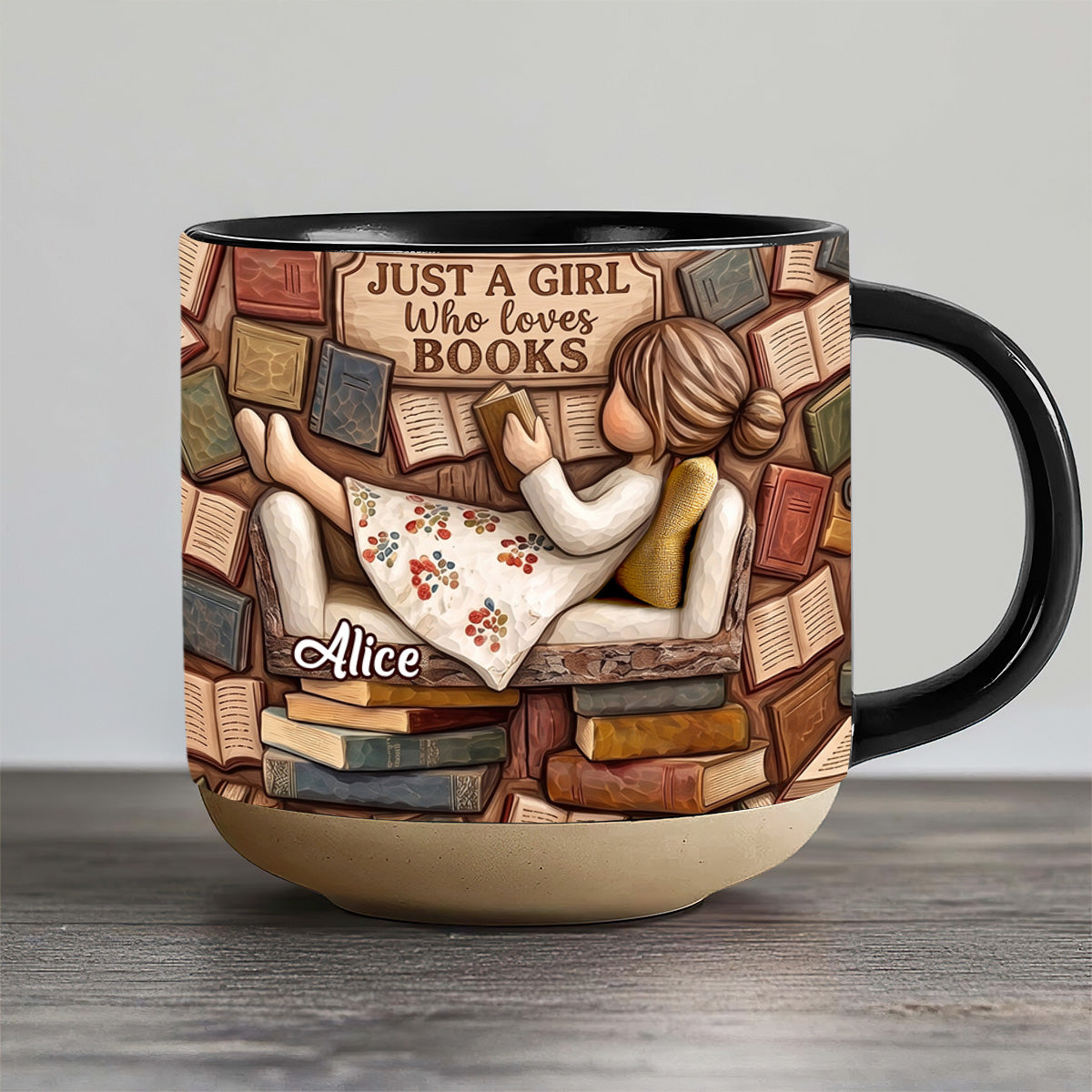 Just A Girl Who Loves Books - Personalized Pottery Mug