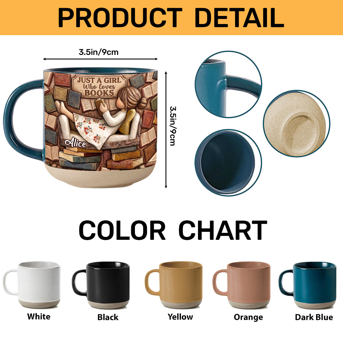 Just A Girl Who Loves Books - Personalized Pottery Mug
