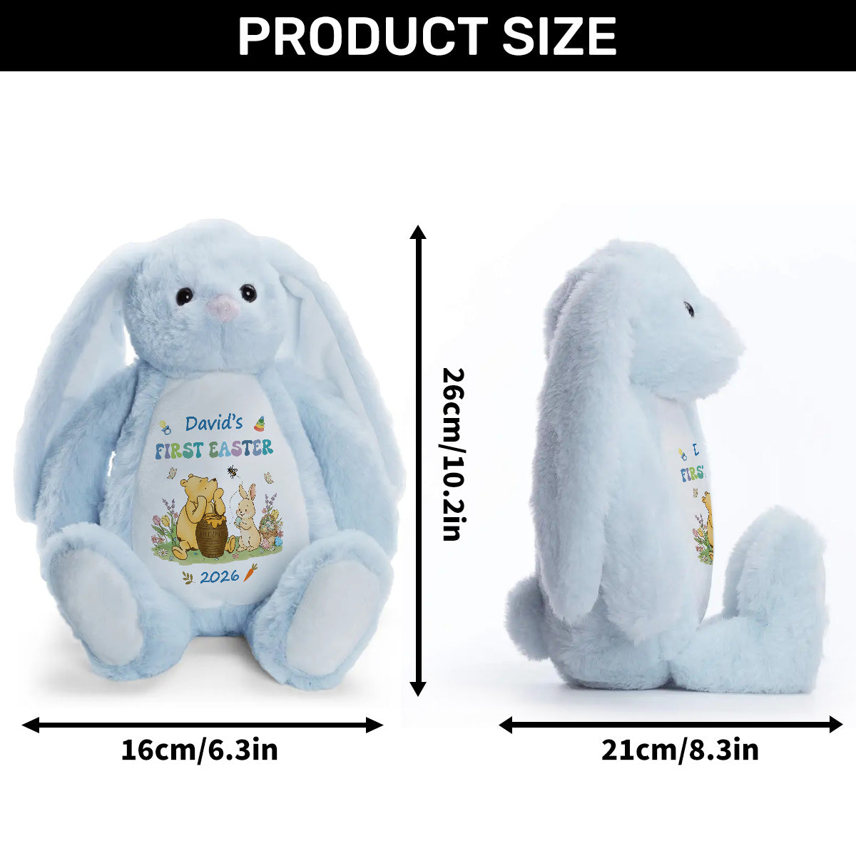 Baby's First Easter With Pooh - Personalized Stuffed Bunny