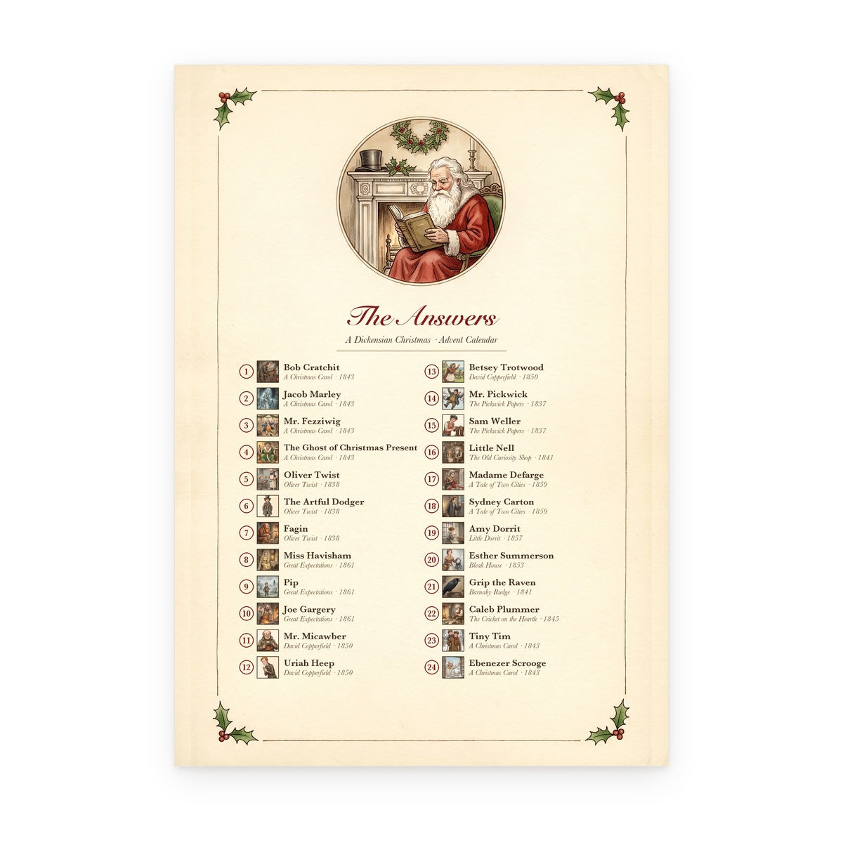 A Dickensian Christmas – Charles Dickens Advent Calendar - Personalized Advent Calendar Card