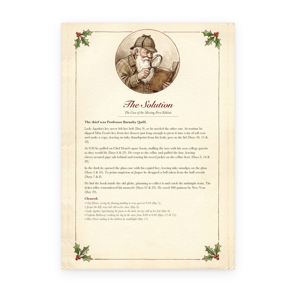 The Case of the Missing First Edition – Mystery Advent Calendar - Personalized Advent Calendar Card
