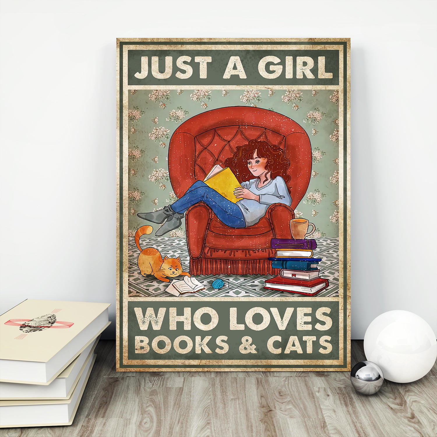 Just A Girl Who Loves Books And Cats Book Lovers Gift POS22
