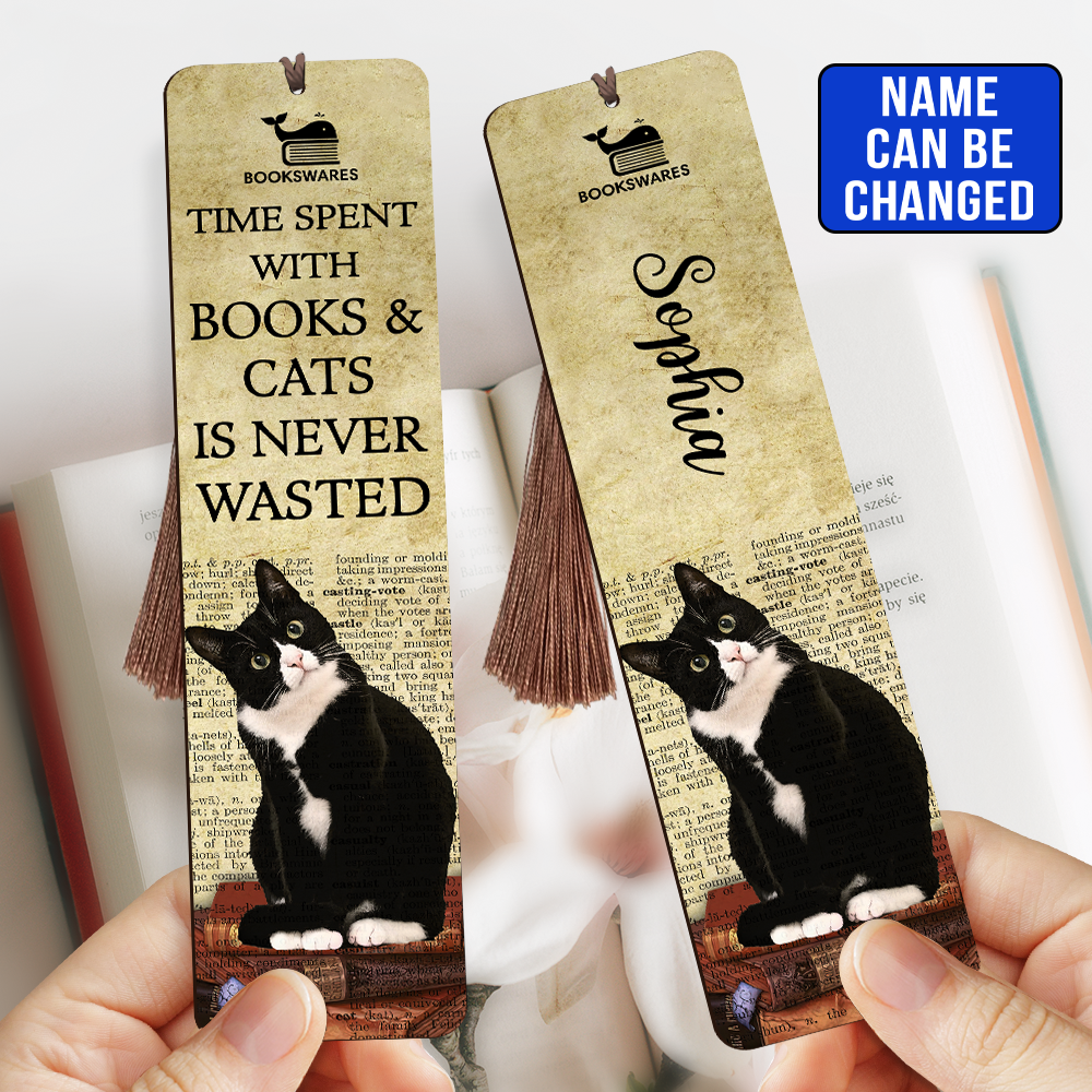 Time Spent With Books And Cats Is Never Wasted Book Lovers Gift CBM02