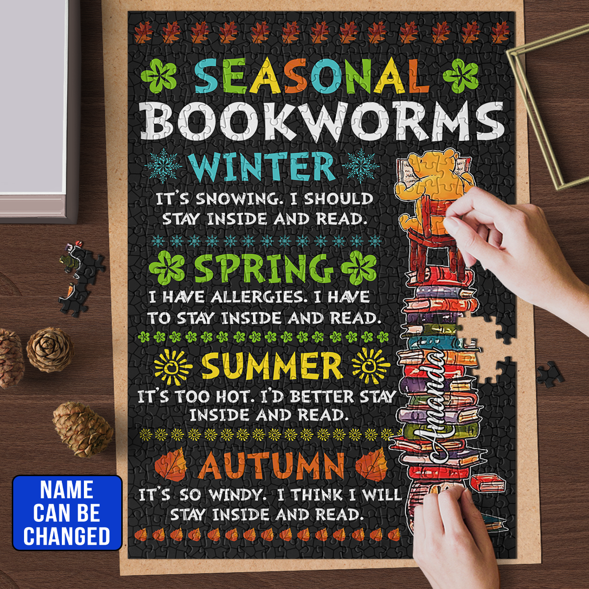 Seasonal Bookworms I Stay Inside And Read Book Lovers Gift PUZ56