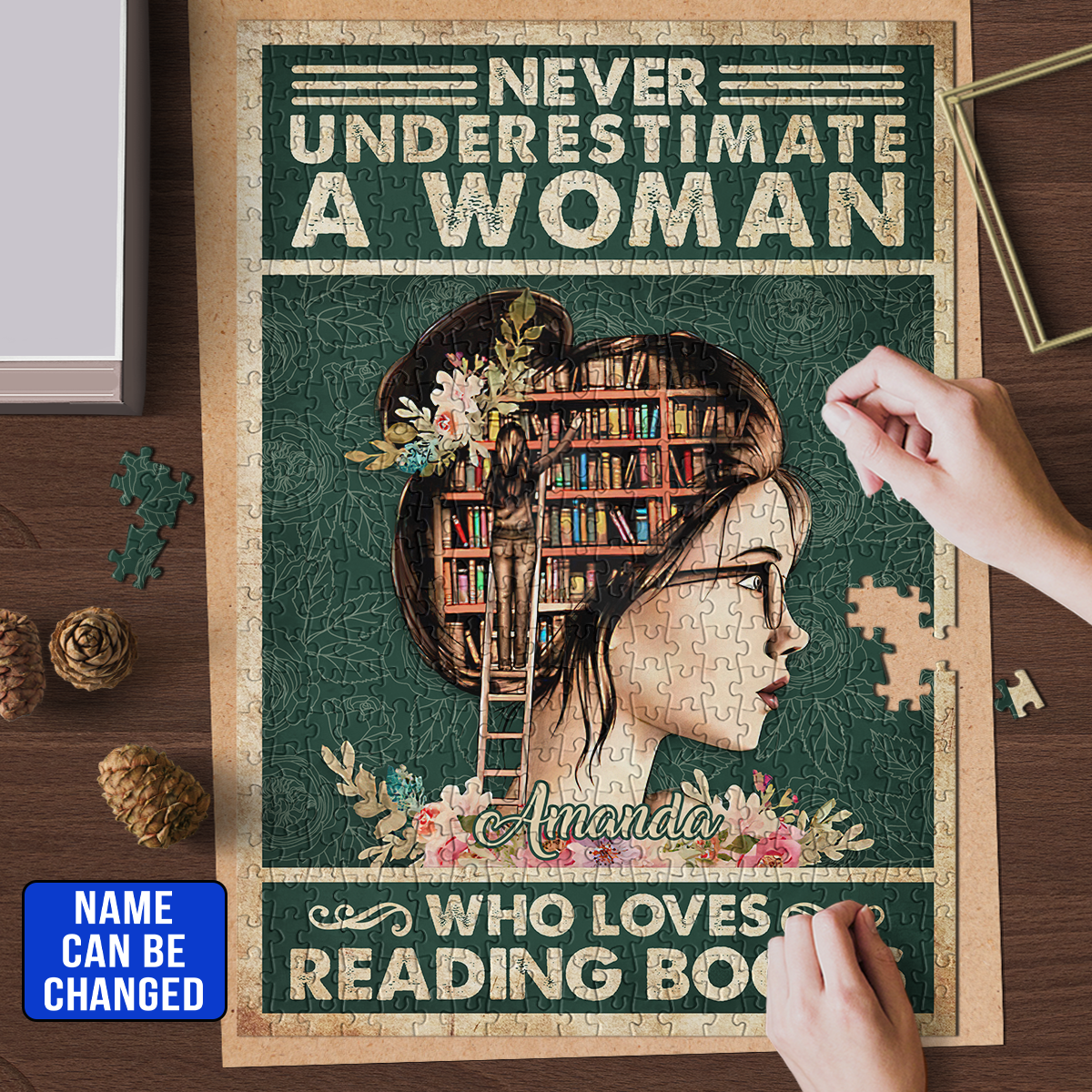 Never Underestimate A Woman Who Loves Reading Books Book Lovers Gift PUZ05