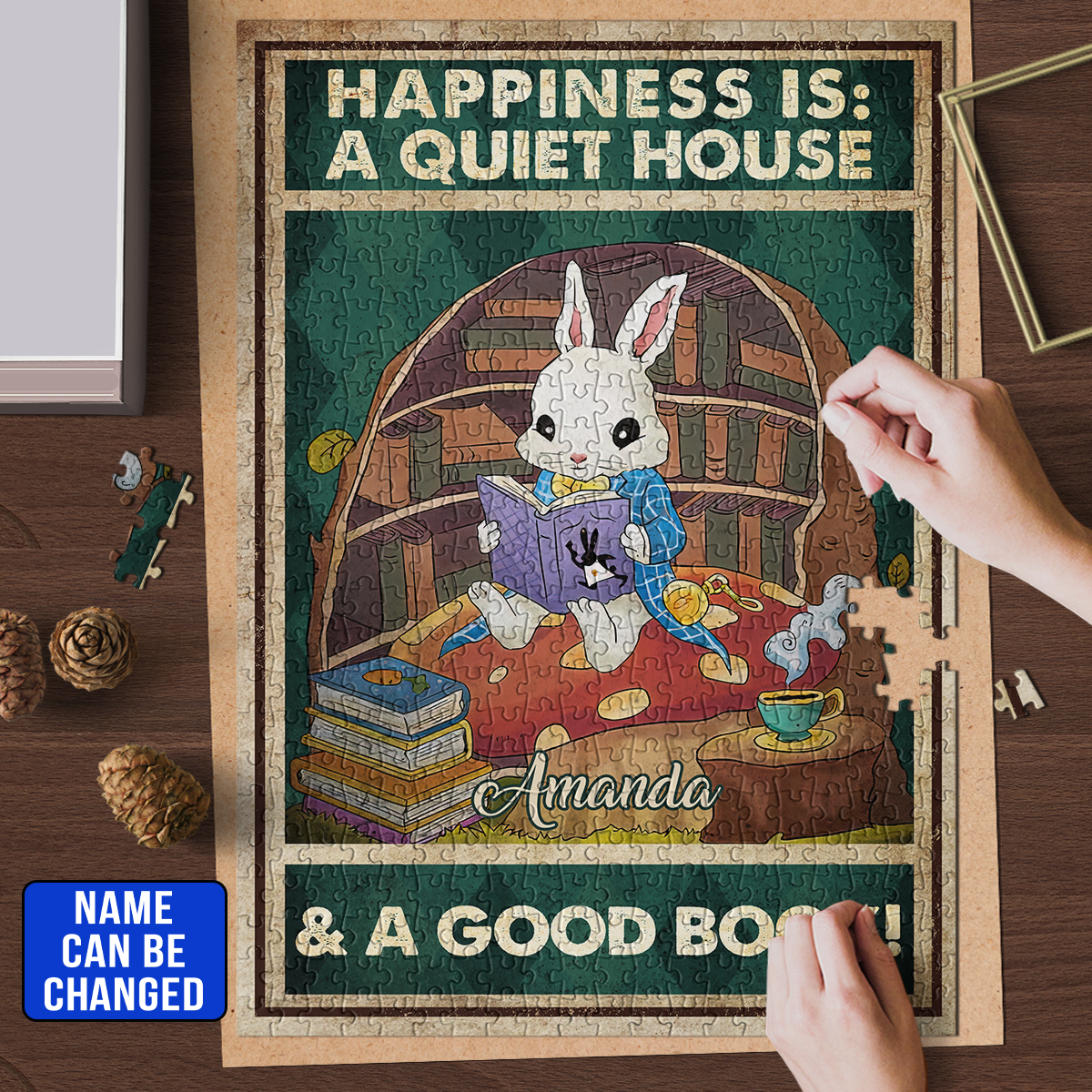 Happiness Is A Quiet House And A Good Book Book Lovers Gift PUZ09