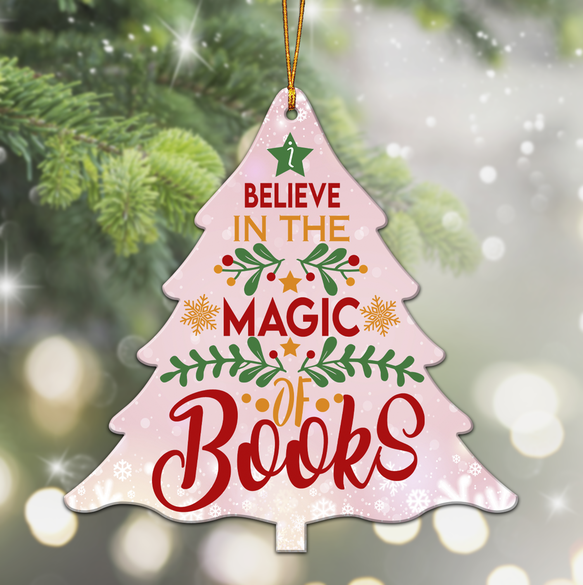 Christmas Ornament Book Lovers Gift - Believe In The Magic Of Books ORN07