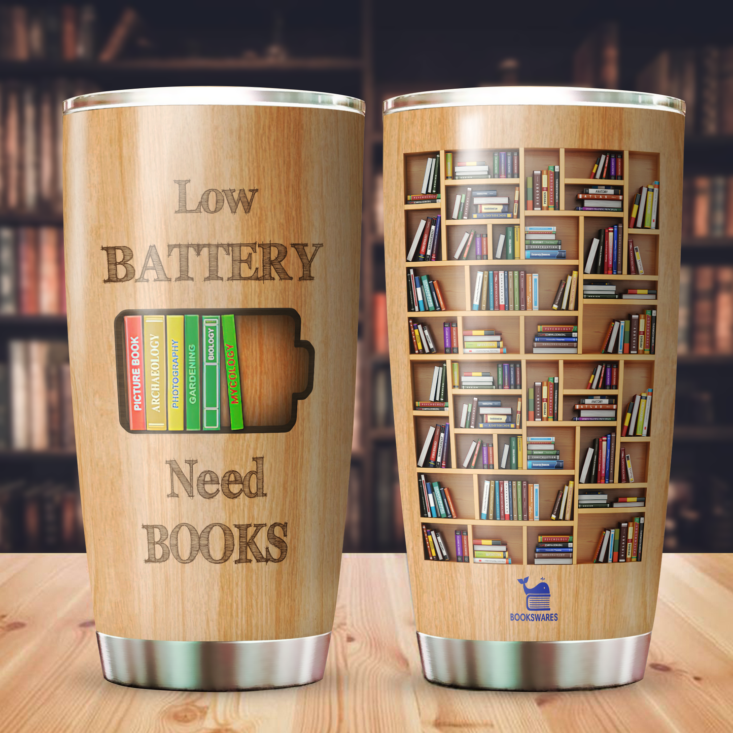 Low Battery Need Books Curved Tumbler 20oz Book Lovers Gift SCT2001