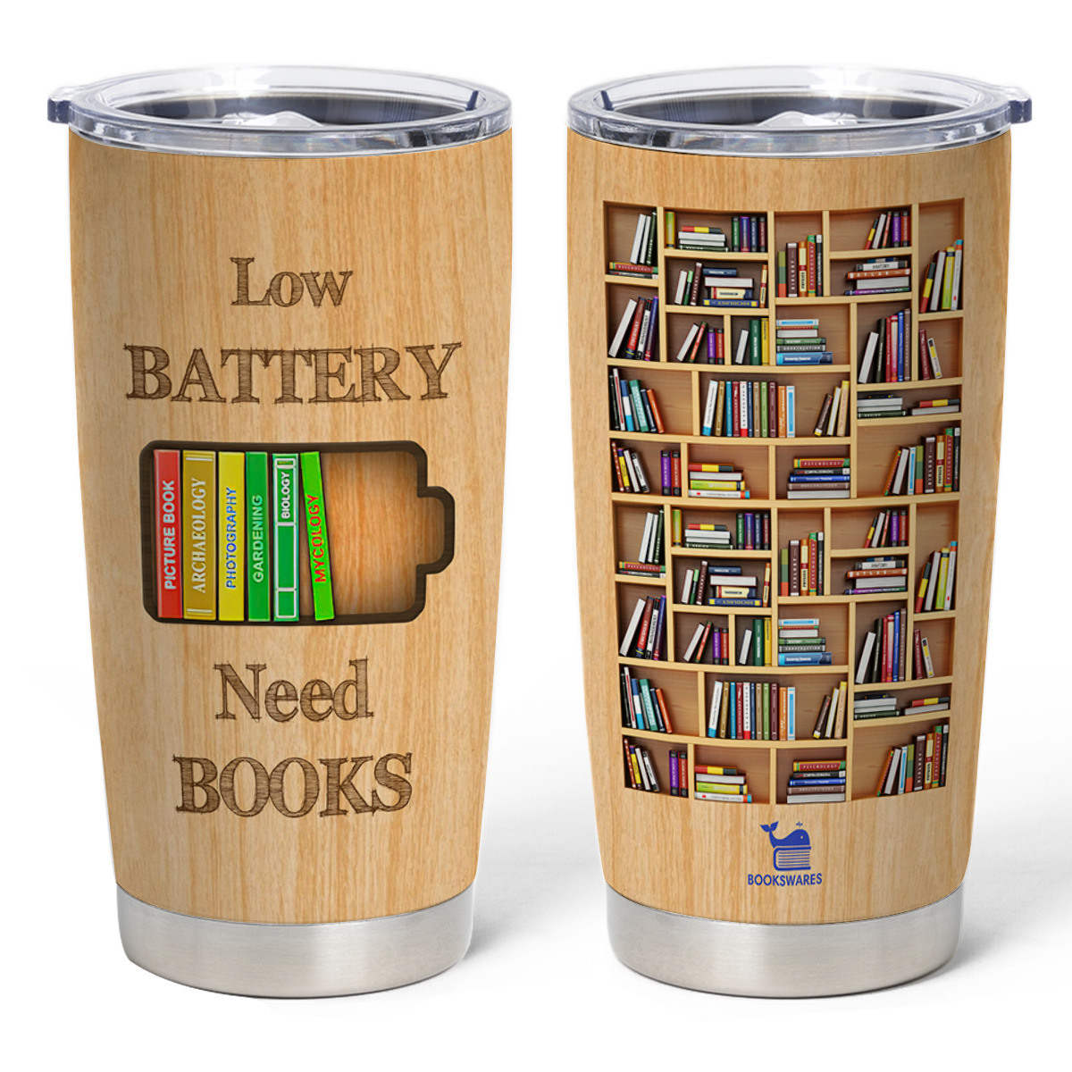 Low Battery Need Books Curved Tumbler 20oz Book Lovers Gift SCT2001