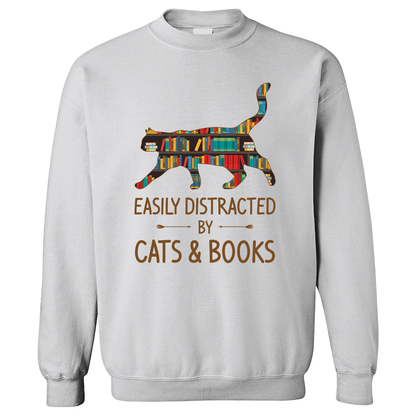 Easily Distracted By Cats And Books Book Lovers Gift SWW39