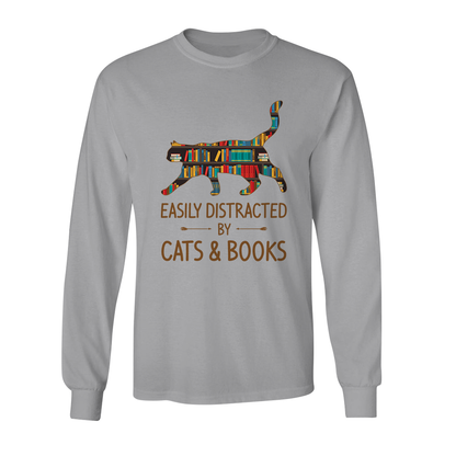 Easily Distracted By Cats And Books Book Lovers Gift LSW39