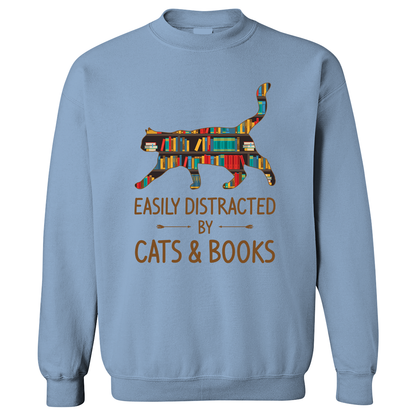 Easily Distracted By Cats And Books Book Lovers Gift SWW39