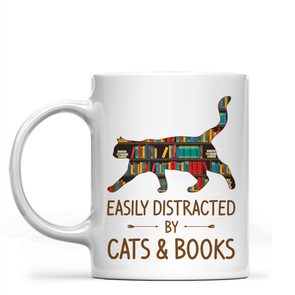 Easily Distracted By Cats And Books Book Lovers Gift MUGW39