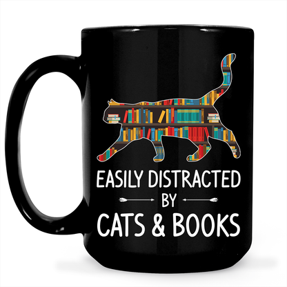 Easily Distracted By Cats And Books Book Lovers Gift MUGB40