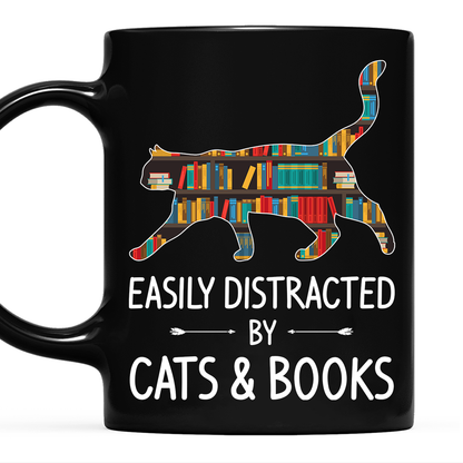 Easily Distracted By Cats And Books Book Lovers Gift MUGB40