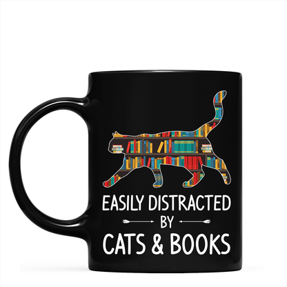 Easily Distracted By Cats And Books Book Lovers Gift MUGB40