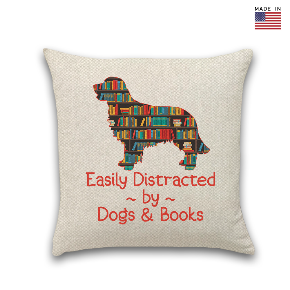 Easily Distracted By Dogs And Books Book Lovers Gift PILS31