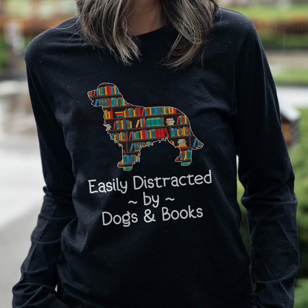 Easily Distracted By Dogs And Book Book Lovers Gift LSB32