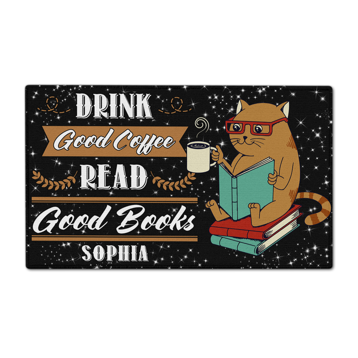 Drink Good Coffee Read Good Books Personalized Doormat Book Lovers Gift CDM06