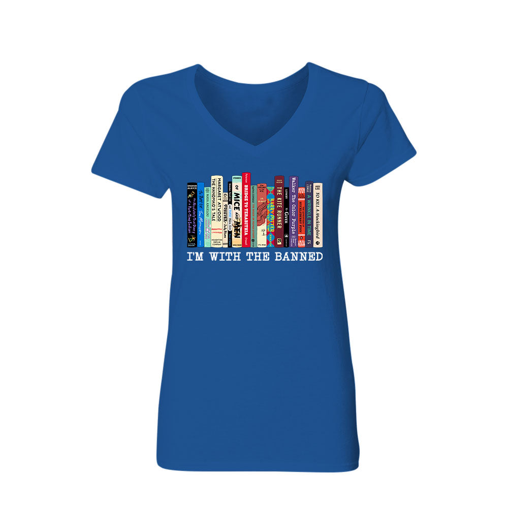 I'm With The Banned Book Lovers Gift Women's V-neck T-shirt TSVB58