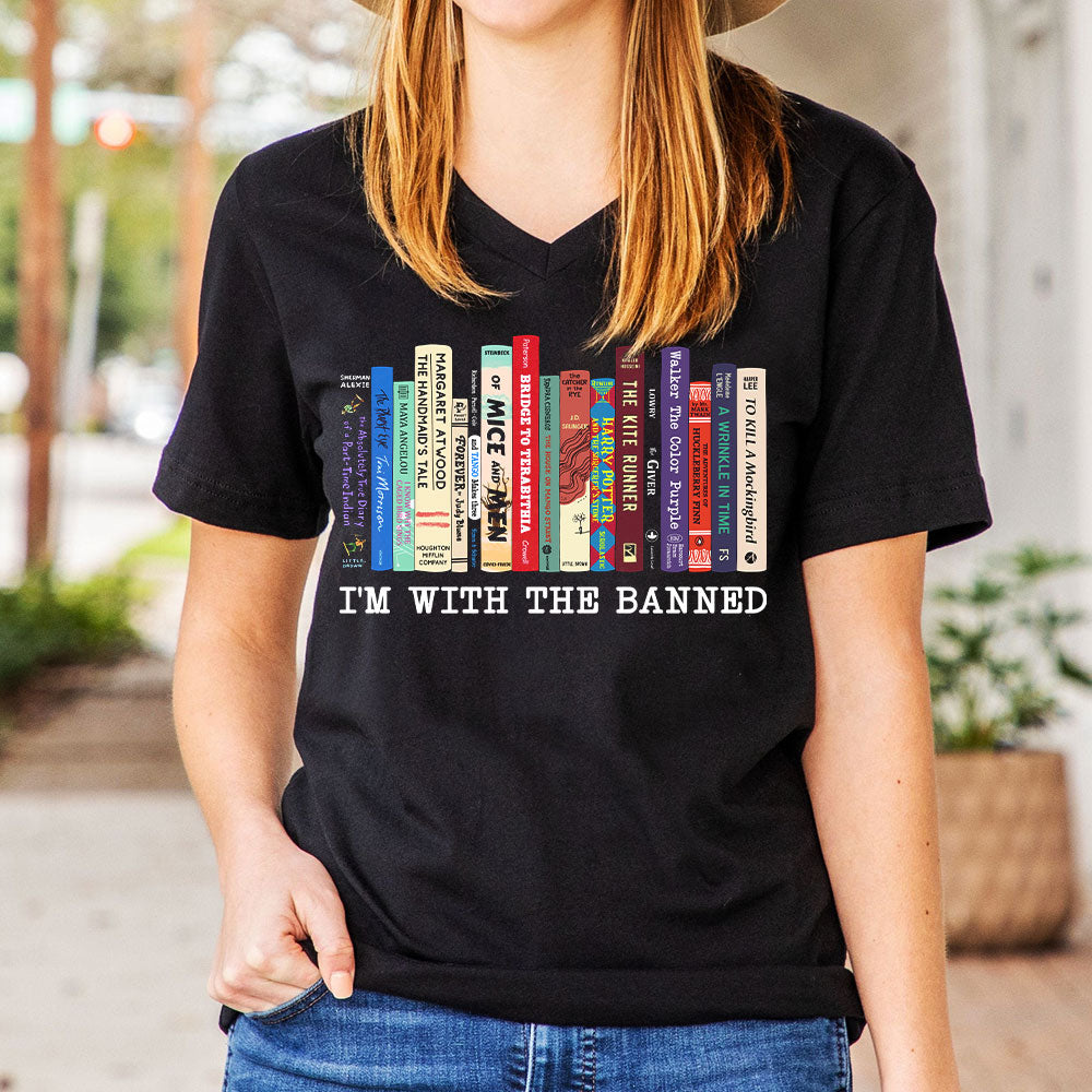 I'm With The Banned Book Lovers Gift Women's V-neck T-shirt TSVB58