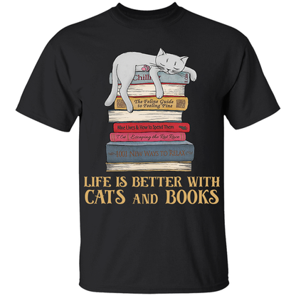 Life Is Better With Cats And Books Book Lovers Gift TSB72