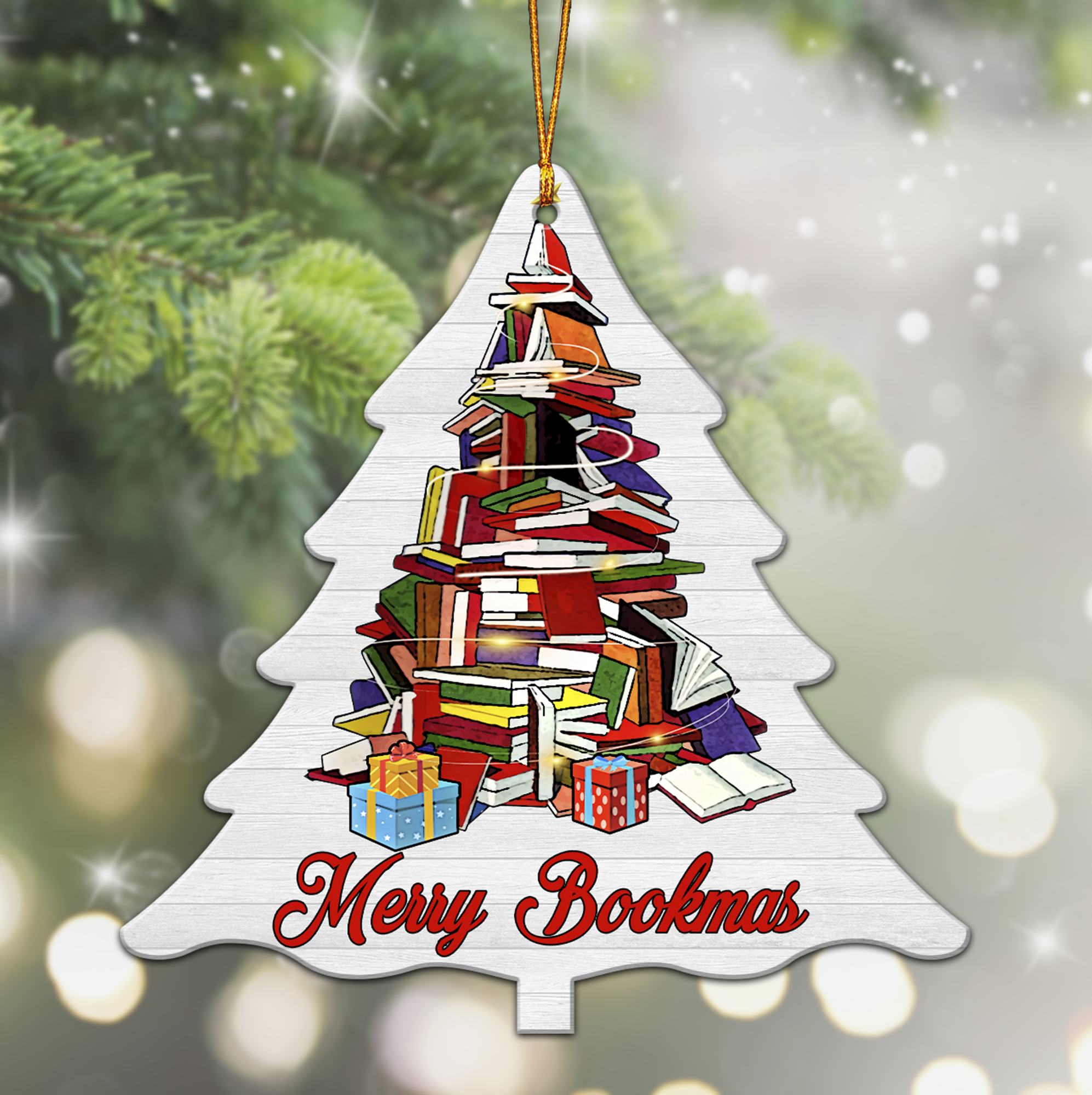 Christmas Ornament Book Lovers Gift - Merry Bookmas Tree ORN09