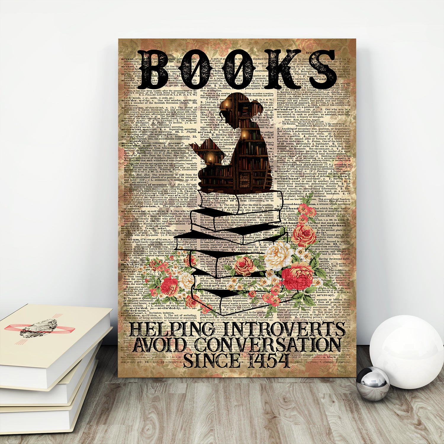 Books Helping Introverts Avoid Conversation Since 1454 Book Lovers Gift POS03