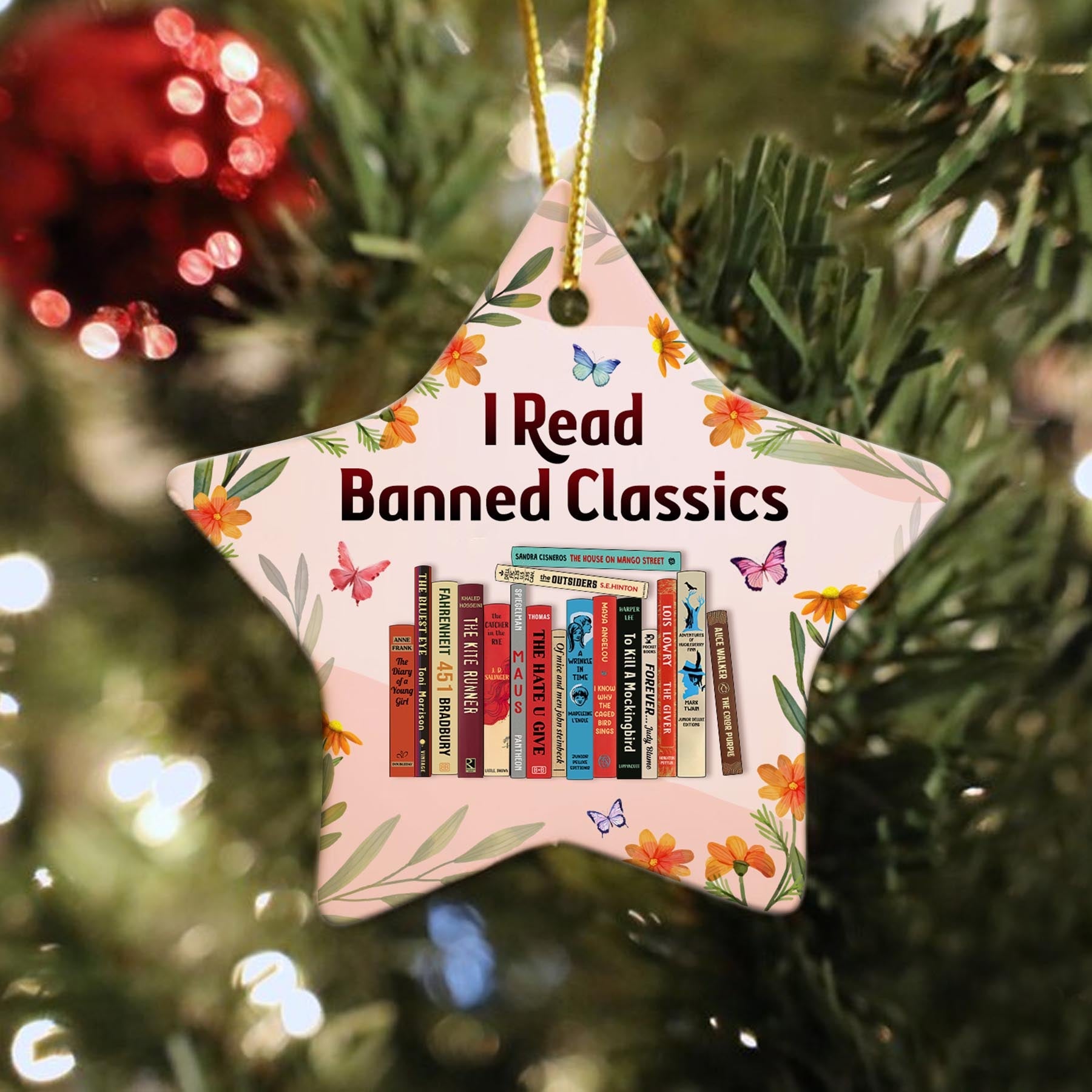 I Read Banned Classics Christmas Ornament Book Lovers Gift ORN24